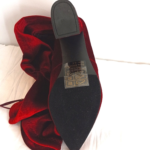 Ladies Over the Knee Stretch Velvet Boots - Picture 9 of 13